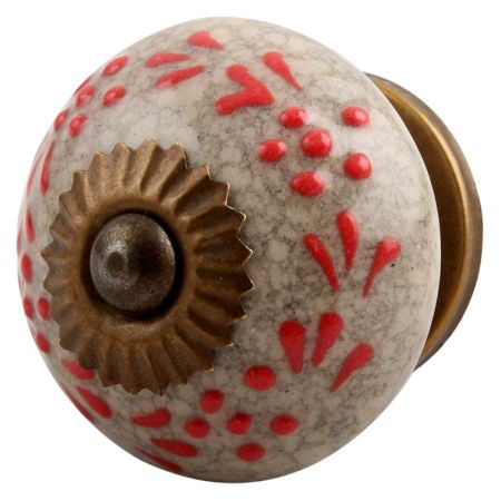 Red Embossed Crackle Ceramic Cabinet Knob Online